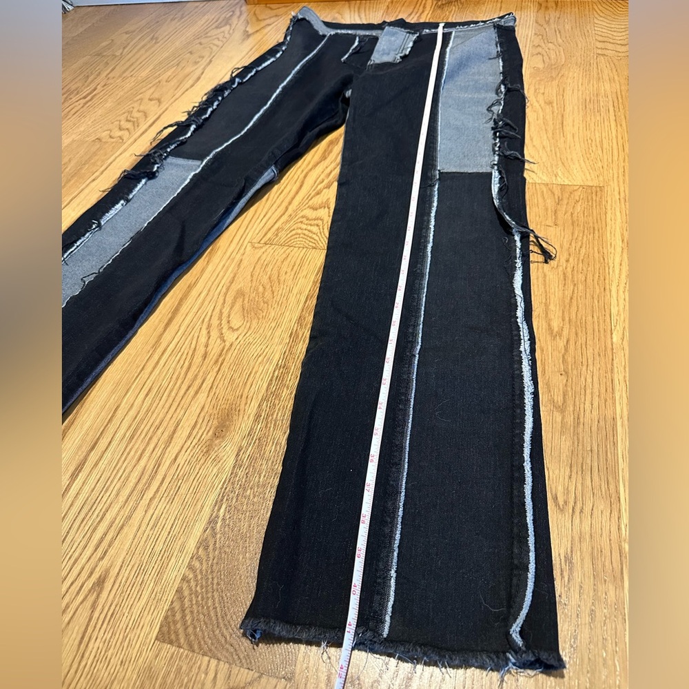 Black/Gray Distressed Patchwork Denim - image 8